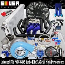 DIY Universal BLUE EMUSA GT45 Turbo Kit FMIC High Performance STAGE III picture