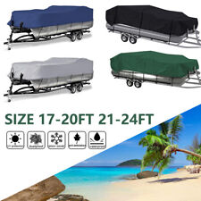 600D Pontoon Boat Cover 17-24FT Heavy Duty Waterproof Cover Long&Beam up to 102