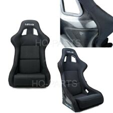 NRG BLACK CARBON FIBER FIXED BACK BUCKET RACING SEAT LARGE BLACK FABRIC & SUEDE picture