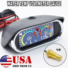 Car Voltmeter Temp Alarm W/ Sensor 1/8 Water Temperature Gauge Horizontal picture