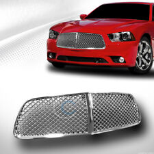 Fits 11-14 Dodge Charger Chrome Mesh Front Hood Bumper Grill Grille Guard ABS picture