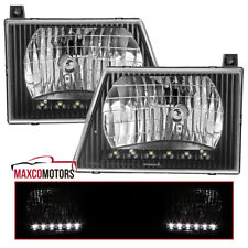 Black Headlights Fits 1992-2006 Ford E150 E250 E350 Econoline Lamp LED Strip L+R picture