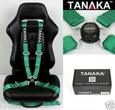 1 TANAKA UNIVERSAL GREEN 4 POINT CAMLOCK QUICK RELEASE RACING SEAT BELT HARNESS picture