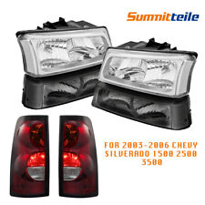 Pair Headlight & Smoke Tail Light For 2003-2007 Chevy Silverado 1500 2500 3500 picture