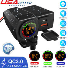 LED Waterproof Motorcycle Dual USB Phone GPS QC 3.0 Type-C Fast Charger Adapter picture