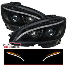 Black Projector Headlights Fits 2008-2011 Mercedes Benz W204 LED Signal Strip picture