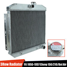 3 Row Aluminum Core Radiator For 1955-1957 1956 Chevy Bel Air Nomad 150 210 V8 picture