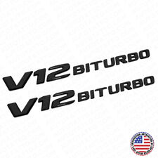 2pcs 17+ V12 BITURBO AMG Side Fender Marker Nameplate Emblem Badge Gloss Black picture