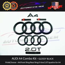 AUDI A4 Emblem GLOSS BLACK Grille Trunk Ring Quattro 2.0T S Line Kit 2008-2017 picture