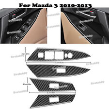 For Mazda 3 10-2013  Black Window Control Switch Cover Sticker Carbon Fiber 4PCS picture