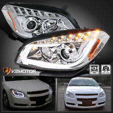 Fits 2008-2012 Chevy Malibu LED Strip Projector Headlights Head Lamps Left+Right picture