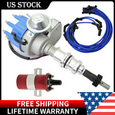 FOR FORD 289 302 SMALL FEMALE CAP HEI DISTRIBUTOR + 8.5mm PLUG WIRES + COIL BLUE picture
