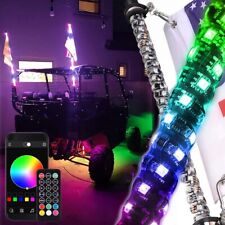2Pc Spiral RGB 3ft LED Lighted Whip Antenna Flag For Can Am Polaris RZR 1000 ATV picture