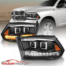 For 2009-2018 Dodge Ram 1500 2500 3500 Black LED Bar Dual Projector Headlights picture