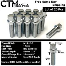 20x Chrome 14x1.5 Ball Seat Wheel Lug Bolts 45mm Shank Fit Mercedes Stock Wheels picture