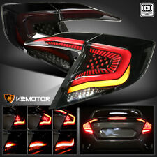 Black/Smoke Fits 2016-2021 Honda Civic Sedan Tail Lights LED Sequential Signal picture