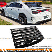 2pc Gloss Black Rear Window Windshield Louver Cover For 2011-23 Charger R/T SRT picture