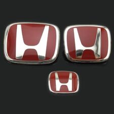 For Accord 2018-2022 4DR Sedan Front+Rear+Steering Wheel 3pcs JDM RED Emblem Fit picture