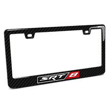 SRT-8 Logo Black Real 3K Carbon Fiber Finish ABS Plastic License Plate Frame picture