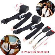2pcs Universal Adjustable 3 Point Retractable Auto Car Seat Lap Belt Kit Black picture
