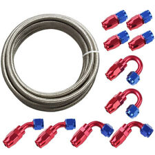 8AN 20FT Braided Oil Fuel Line Hose Stainless Steel Nylon w/ Swivel Fitting Kit picture
