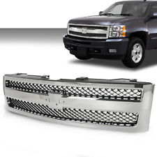 Front Bumper Grille Grill Insert Chrome Fit For 2007-2013 Chevy Silverado 1500 picture