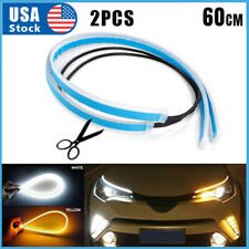 2 x 60CM LED DRL Light Amber Sequential Flexible Turn Signal Strip for Headlight picture