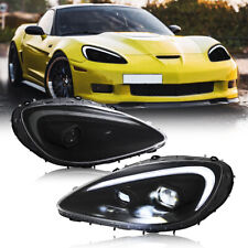 For 05-13 Corvette C6 Sequential Turn Signal LED Tube Projector Black Headlights picture
