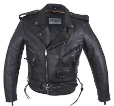 Mens Classic Police Style Motorcycle Jacket With Side Laces, Conceal Carry  picture