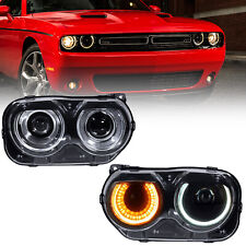 Left+Right Headlights For 2015-2023 Dodge Challenger Halogen w/LED DRL Projector picture