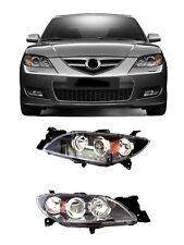 For 04 09 Mazda 3 Sedan Black Headlights Set Lens Lamps Left Right LH RH Pair 4D picture