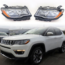 Factory Style Pair Headlamps For 17-21 Jeep Compass Headlights LED Halogen Black picture