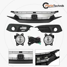 5PCS For 2016-2018 Honda Civic Front Upper Grille Grill & Fog Lights Lamps Cover picture
