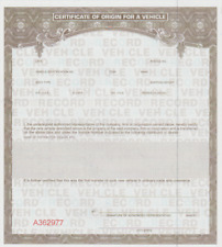 1 One Certificate Of Origin MCO New Unissued For New Motor Vehicle Fast Shipping picture