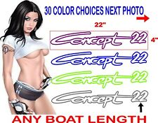 CONCEPT 22 23 24 etc. BOAT DECAL DECALS OUTLINES 30 PLUS COLORS TO CHOOSE FROM picture
