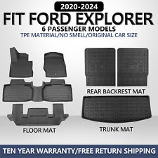 For 2020-2024 Ford Explorer 6 Seats Cargo Mat with Backrest Mat Floor Mats picture