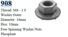 50 Pcs Thread: M6 - 1.0 Washer Free Spinning Washer Nuts Phosphate picture