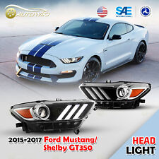 For 2015 2016 2017 Ford Mustang Headlights Projector Headlamps LED DRL Black picture