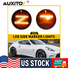 2x Smoke Sequential LED Side Marker Lights Turn Signal for 2009-2020 Nissan 370Z picture