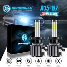 6 Sides H7 LED Headlight Bulb Kit High or Low Beam 6500K Super White 450000LM 2x picture