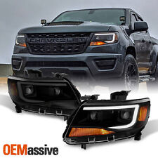 Fits [Black Smoke] 15-22 Chevy Colorado LED DRL Dual Square Projector Headlights picture