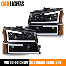 Clear Black LED DRL Headlights Bumper Lamps Fit For Silverado Avalanche 03-07 picture
