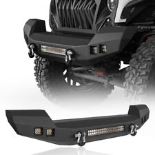 Steel Full Width Front Bumper w/D-Rings & LED Light Fit 07-18 Jeep Wrangler JK picture