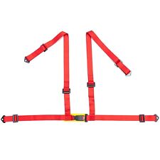 2 X  UNIVERSAL RED 4 POINT BUCKLE RACING SEAT BELT HARNESS picture