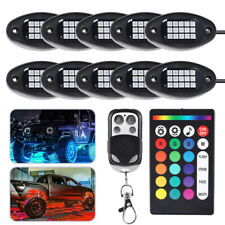 10x RGB LED Rock Lights Kit Offroad Truck Underbody Neon Music Bluetooth APP US picture
