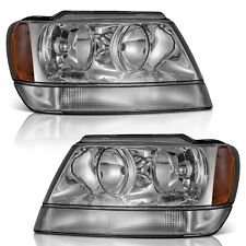 WEELMOTO For 1999-2004 Jeep Grand Cherokee Headlights Assembly Chrome Lamps L+R picture
