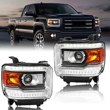 Black Amber Assemblies OF LED DRL Headlights For 2014 15-18 GMC Sierra 1500 2500 picture