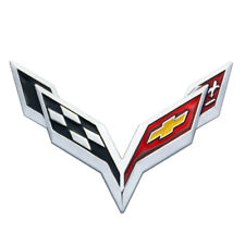 1Pc For Corvette C7 ZR1 Stingray 3D Cross Flags Emblem Metal Badge (Silver) picture