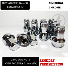 FIT FORD F-150 EXPEDITION OEM REPLACEMNT SOLID LUG NUTS 14X2 THREAD CHROME 24PCS picture