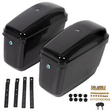 Black Hard Saddle Bags Trunk Luggage Motorcycle For Harley Softail Low Rider picture